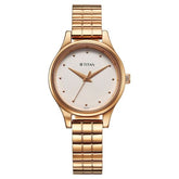 Titan Women's Watch Analog White Dial with Rose Gold Stainless Steel Band, 2679WM02